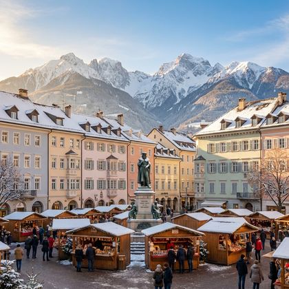 Bolzano old town below the Dolomites